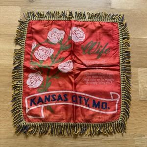 Vintage US Military WW2 Pillow Sham Wife Rose Love Poem Kansas City MO Gift